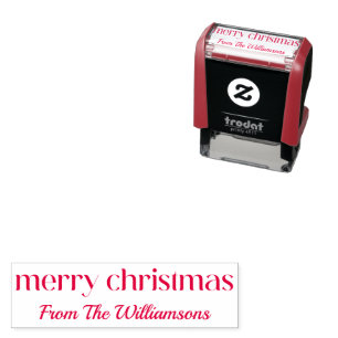 Personalised Merry Christmas Retro Typography Name Self-inking Stamp