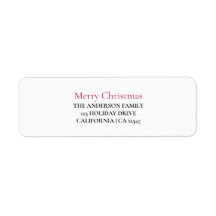 Personalised Merry Christmas Return Address Label