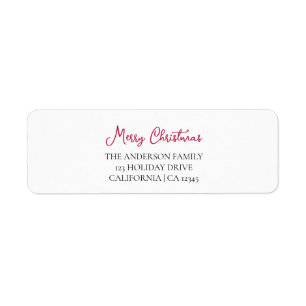 Personalised Merry Christmas Return Address Label