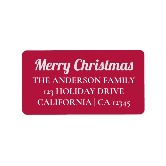 Personalised Merry Christmas Return Address Sticke Label (Front)