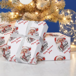 Personalised Merry Christmas Santa Claus Holiday Wrapping Paper