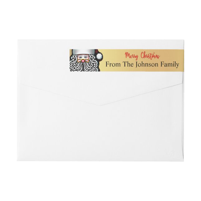 Personalised Merry Christmas Santa Return Address Wrap Around Label (Back)