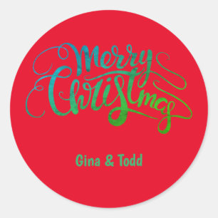 Personalised Merry Christmas Script Classic Round Sticker