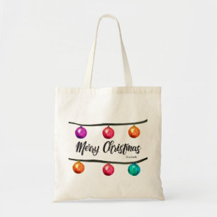 Personalised, Merry Christmas script Watercolor Tote Bag