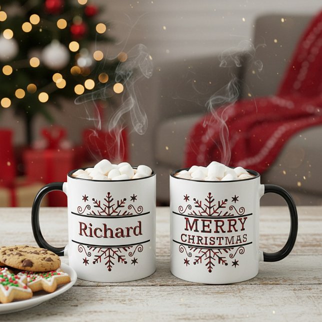 Personalised Merry Christmas snowflake  Mug (Creator Uploaded)