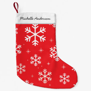 Personalised Merry Christmas Snowflakes Pattern Small Christmas Stocking