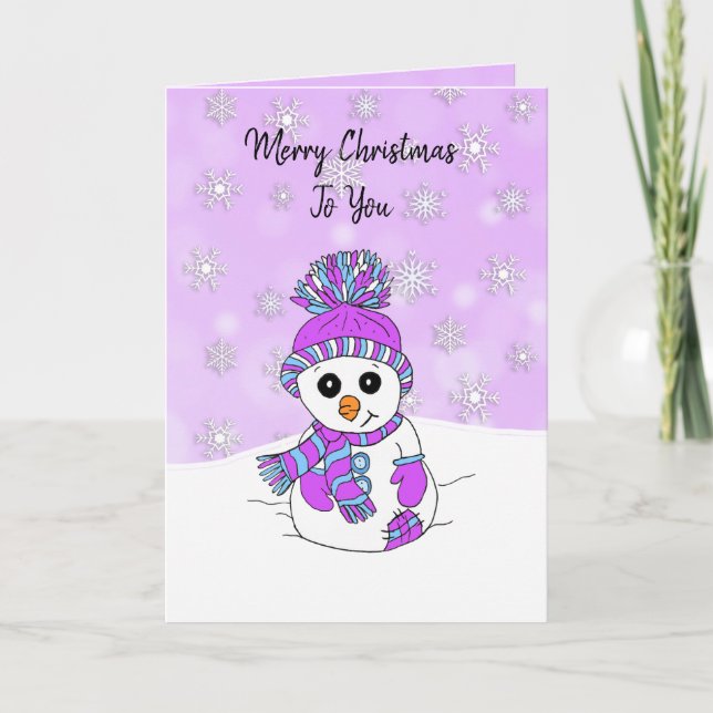 Personalised Merry Christmas  Snowman Card (Front)