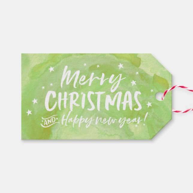 Personalised Merry Christmas starry gift tags (Front (Horizontal))