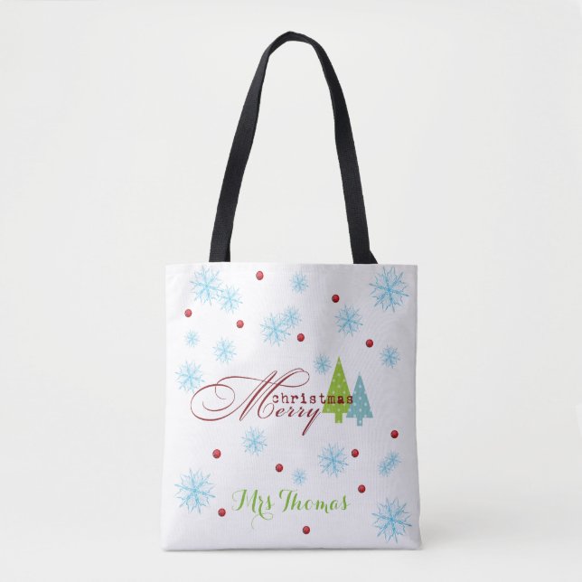 Personalised Merry Christmas Totebag Tote Bag (Front)