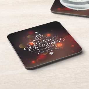 Personalised Merry Christmas Tree   Coaster