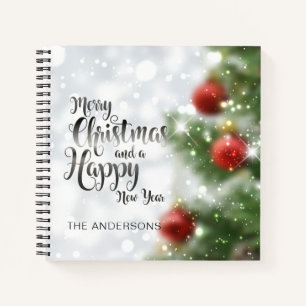 Personalised Merry Christmas Tree   Guestbook Notebook
