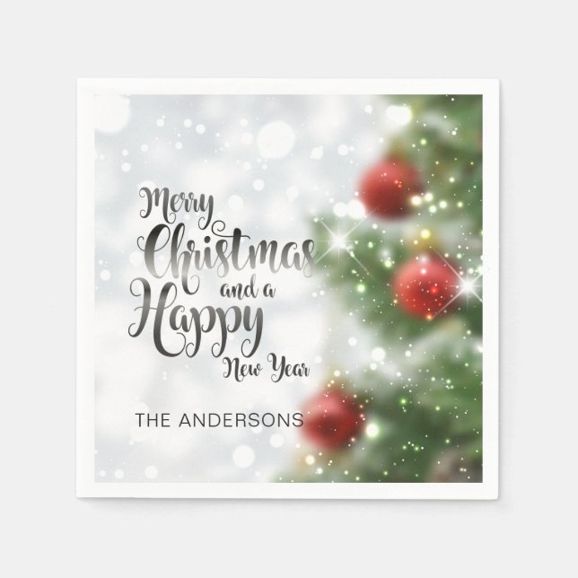 Personalised Merry Christmas Tree | Napkin (Front)