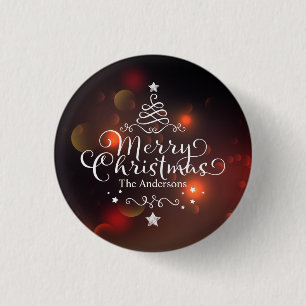 Personalised Merry Christmas Tree Pin Button
