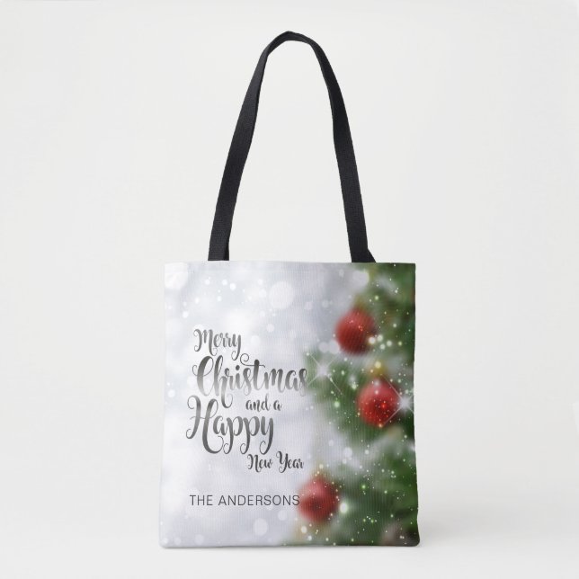 Personalised Merry Christmas Tree | Tote Bag (Front)
