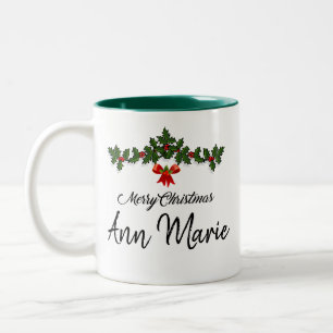 Personalised Merry Christmas Two-Tone Coffee Mug