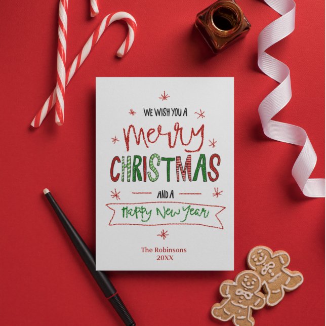 Personalised  Merry Christmas Typography Non Photo Holiday Card (Creator Uploaded)
