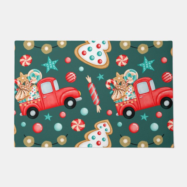 Personalised Merry Christmas Watercolor       Doormat (Front)