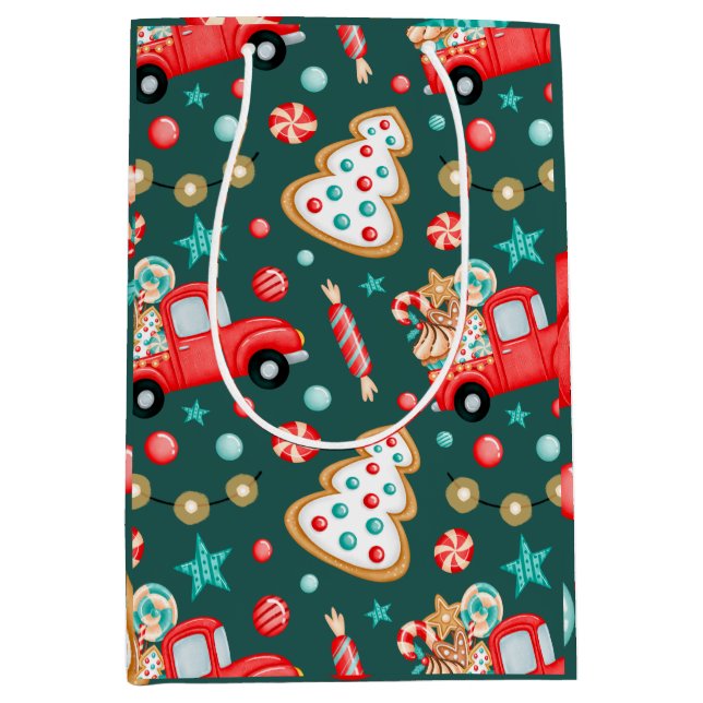 Personalised Merry Christmas Watercolor  Medium Gift Bag (Front)
