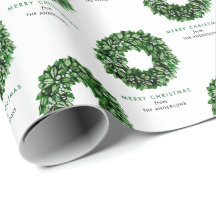 Personalised Merry Christmas Watercolor Wreath