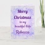 Personalised Merry Christmas Wife Card<br><div class="desc">Pretty snow and frost design personalised Merry Christmas to my beautiful Wife greeting card.</div>