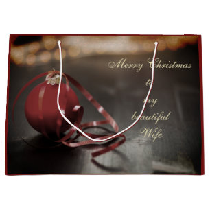 Personalised Merry Christmas Wife design Large Gift Bag