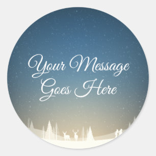 Personalised Merry Christmas Winter Snow Scene Classic Round Sticker