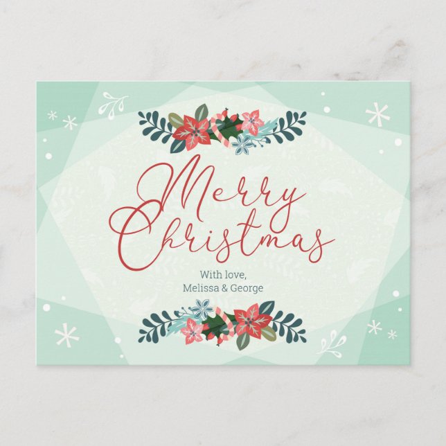 Personalised Merry Christmas with Love Floral Postcard (Front)