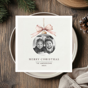 "Personalised Merry Christmas with Photo Napkin