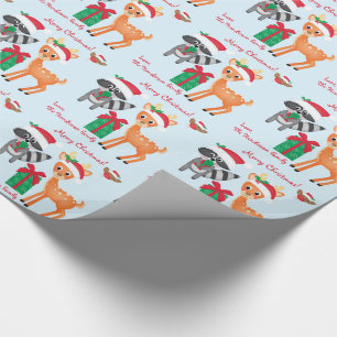 Personalised Merry Christmas Woodland Animals Wrapping Paper