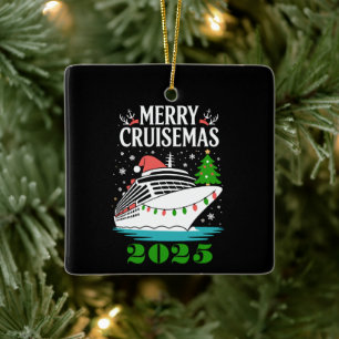 Personalised Merry Cruisemas Cruise Ship Family  Ceramic Ornament