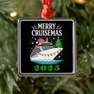 Personalised Merry Cruisemas Cruise Ship Family  Metal Tree Decoration