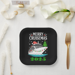 Personalised Merry Cruisemas Cruise Ship Family  Paper Plate