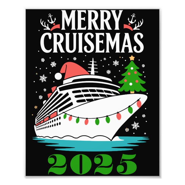 Personalised Merry Cruisemas Cruise Ship Family  Photo Print (Front)