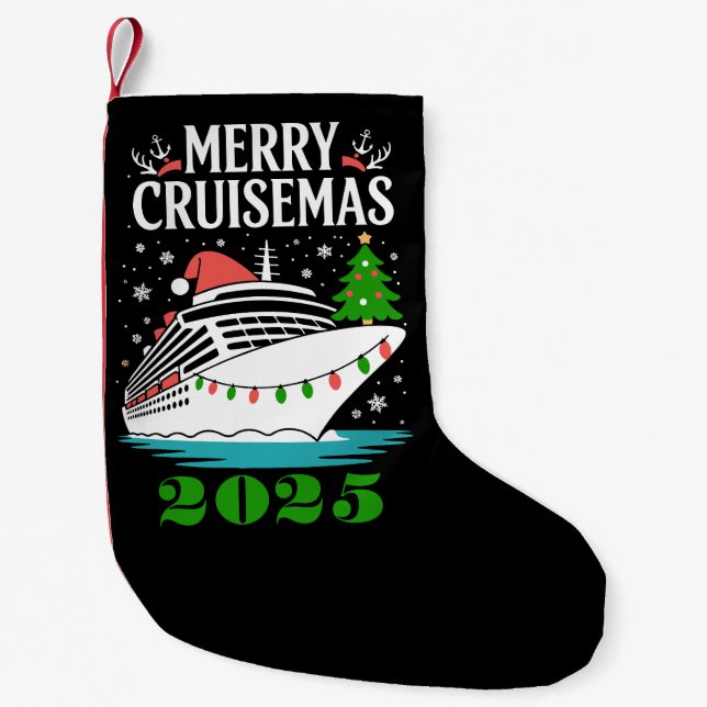 Personalised Merry Cruisemas Cruise Ship Family  Small Christmas Stocking (Front)