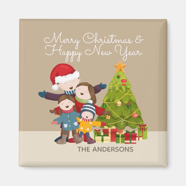 Personalised Merry Family Christmas | Magnet (Front)