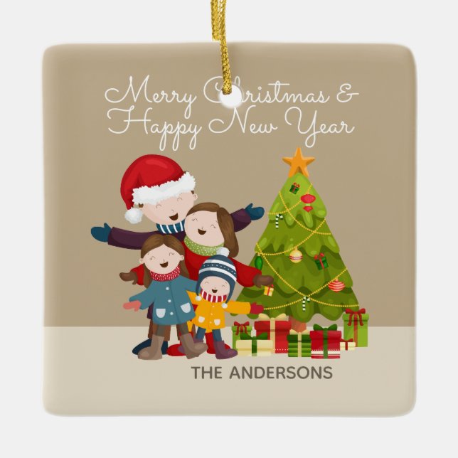 Personalised Merry Family Christmas | Ornament (Front)
