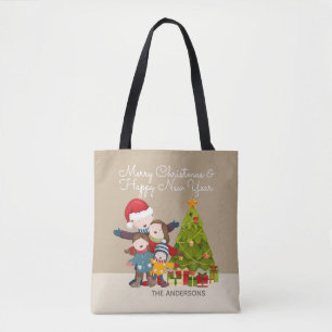 Personalised Merry Family Christmas Tote Bag