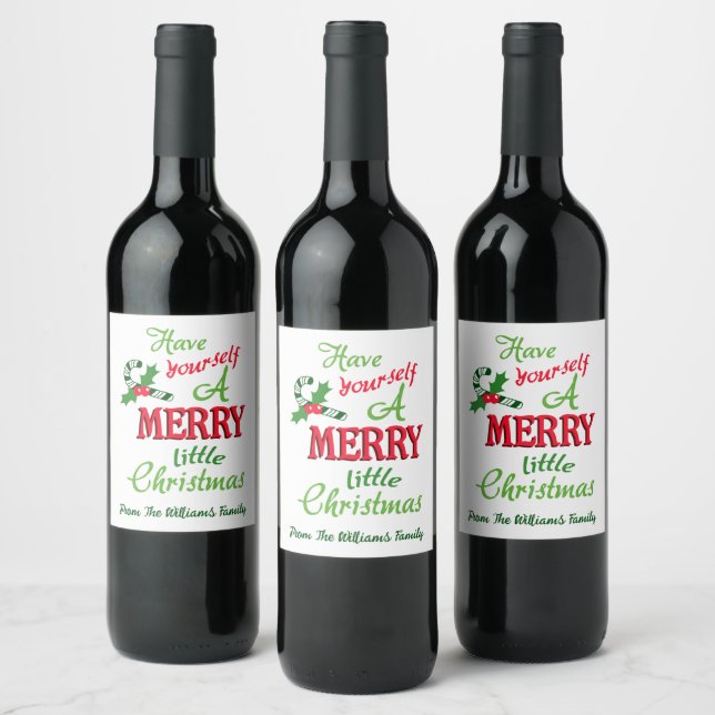 Personalised Merry Little Christmas Wine Label (Bottles)