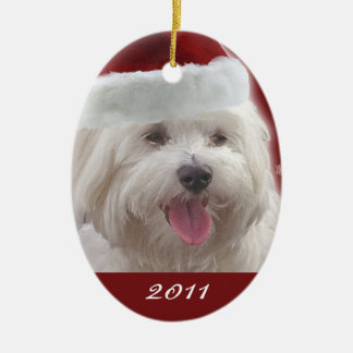 Personalised Merry Maltese First Christmas Ornamen Ceramic Tree Decoration