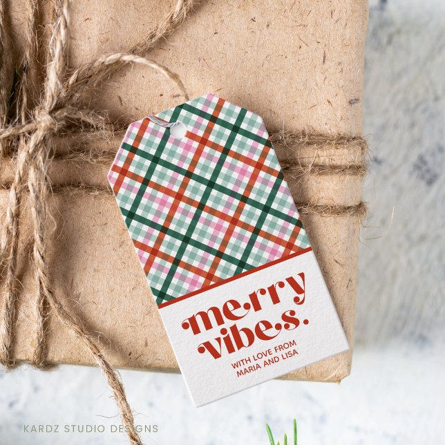 Personalised Merry Vibes Christmas Gift Tag (Christmas gift tags, add your name and wish someone many merry vibes this holiday season.)