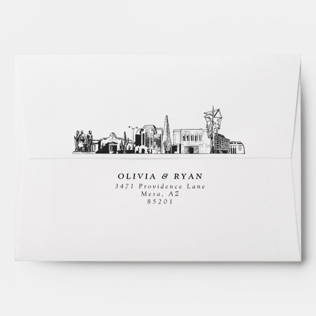 Personalised Mesa Arizona Skyline Sketch Envelope (Back (Top Flap))