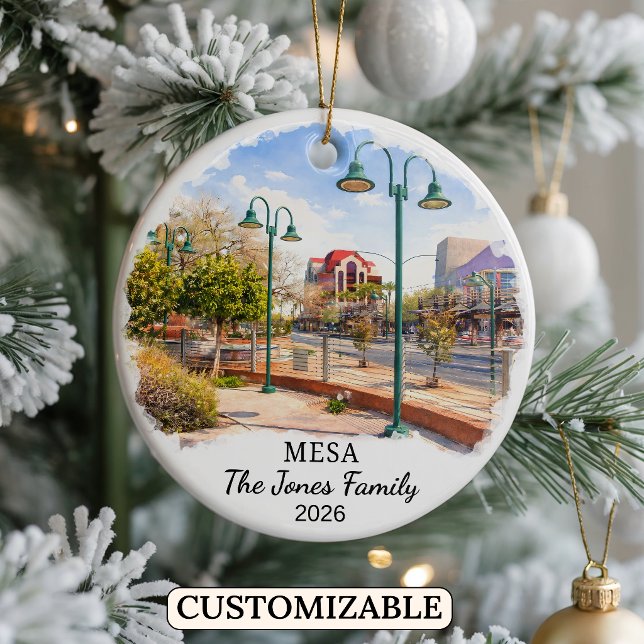 Personalised Mesa Ornament, Custom Arizona State Ceramic Tree Decoration (Creator Uploaded)