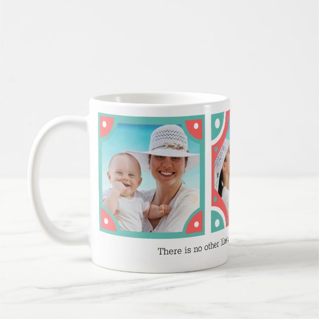 Personalised Message 3 Photo Frame Collage Coffee Mug (Left)