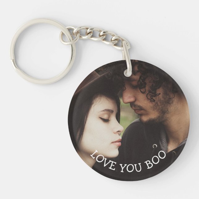 Personalised Message and Photo Couple's Romantic Key Ring (Front)