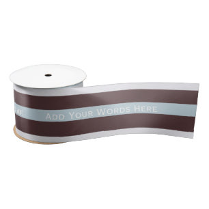 Personalised Message: Blue, Brown & White Ribbon Satin Ribbon