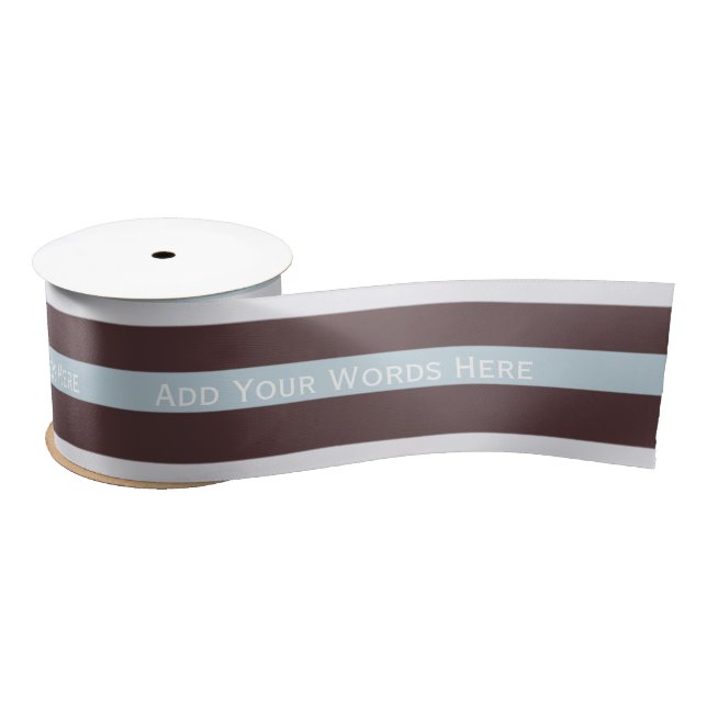 Personalised Message: Blue, Brown & White Ribbon Satin Ribbon (Spool)