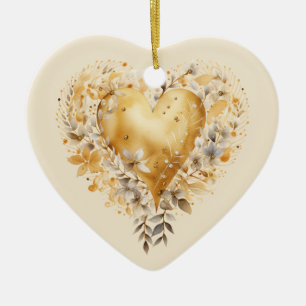 Personalised Message Colourful Floral Heart Gift  Ceramic Tree Decoration