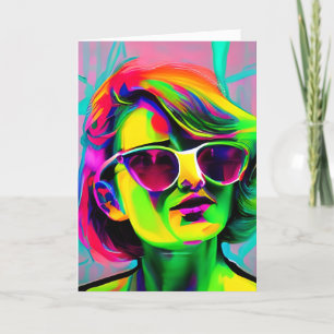 Personalised Message Colourful Woman in Sunglasses Card
