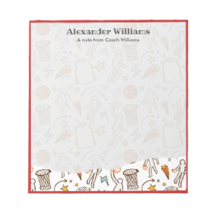 Personalised Message from Basketball Coach Player Notepad