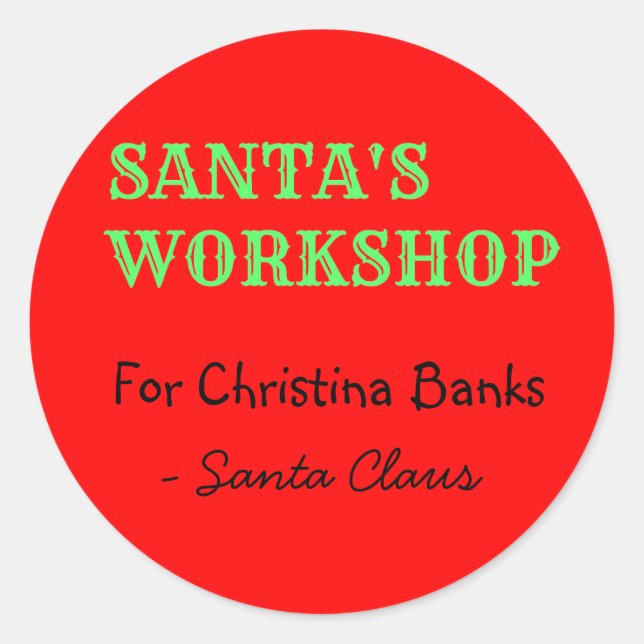 Personalised Message from Santa Claus Classic Round Sticker (Front)